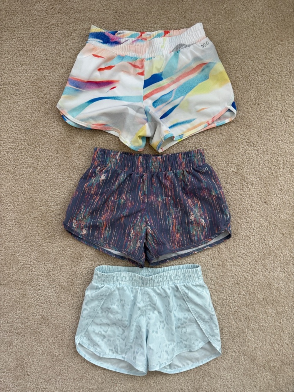 Lot of 3 Girl’s Athletic Shorties - Multicolor, Navy, Light Blue